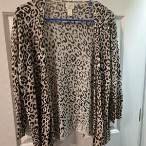 Chico's Leopard Print Open-Front Cardigan - Beige and Black